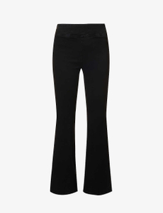 Black skinny slim-cut high-waisted cotton denim bell-bottoms flared jeans for girls