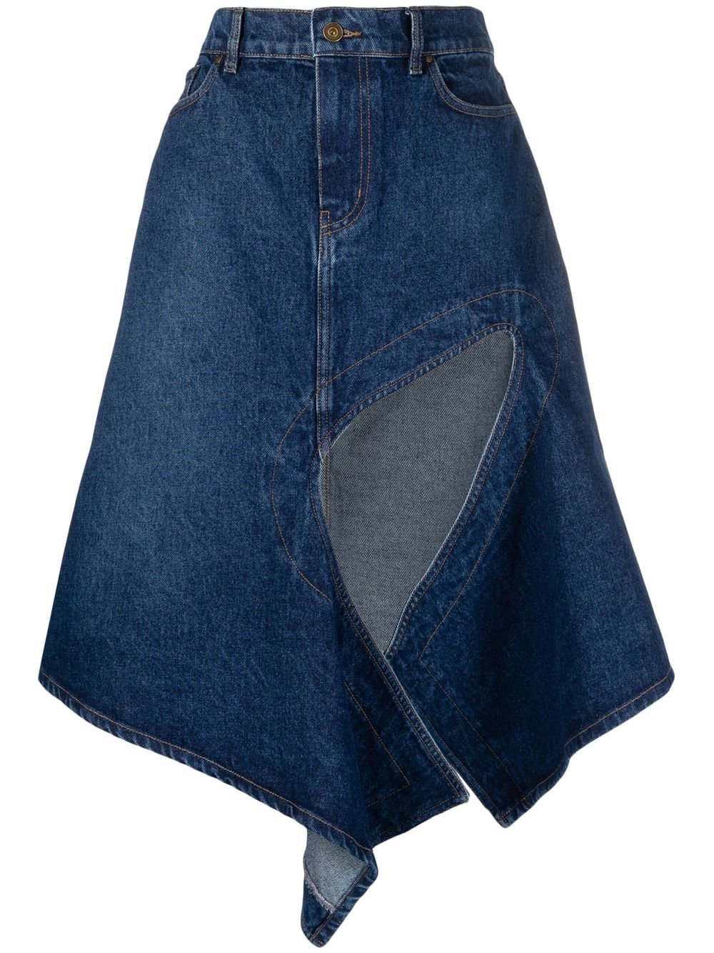 Fashion loose A-line irregular skirt Asymmetrical Hemline Wavy Skirt blue denim fabric girl denim skirt