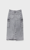 High-waisted Back Split Light Gray Denim Cargo Skirt