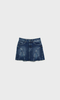 Stylish Vintage mini blue denim Pleated skirt Mini Low-rise with raw hem skirt for women