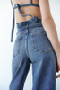 Blue Straight Leg Jeans with A Belt Strap at The Waist