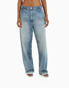 Classic Light blue slim-fit bay Low-rise wash loose comfortable Women's Jeans