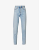 Skinny Slim straight leg light blue high-waisted ripped womens' jeans