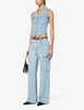 Light blue loose straight leg high-waisted Big Pocket Cargo Pants denim overalls for women