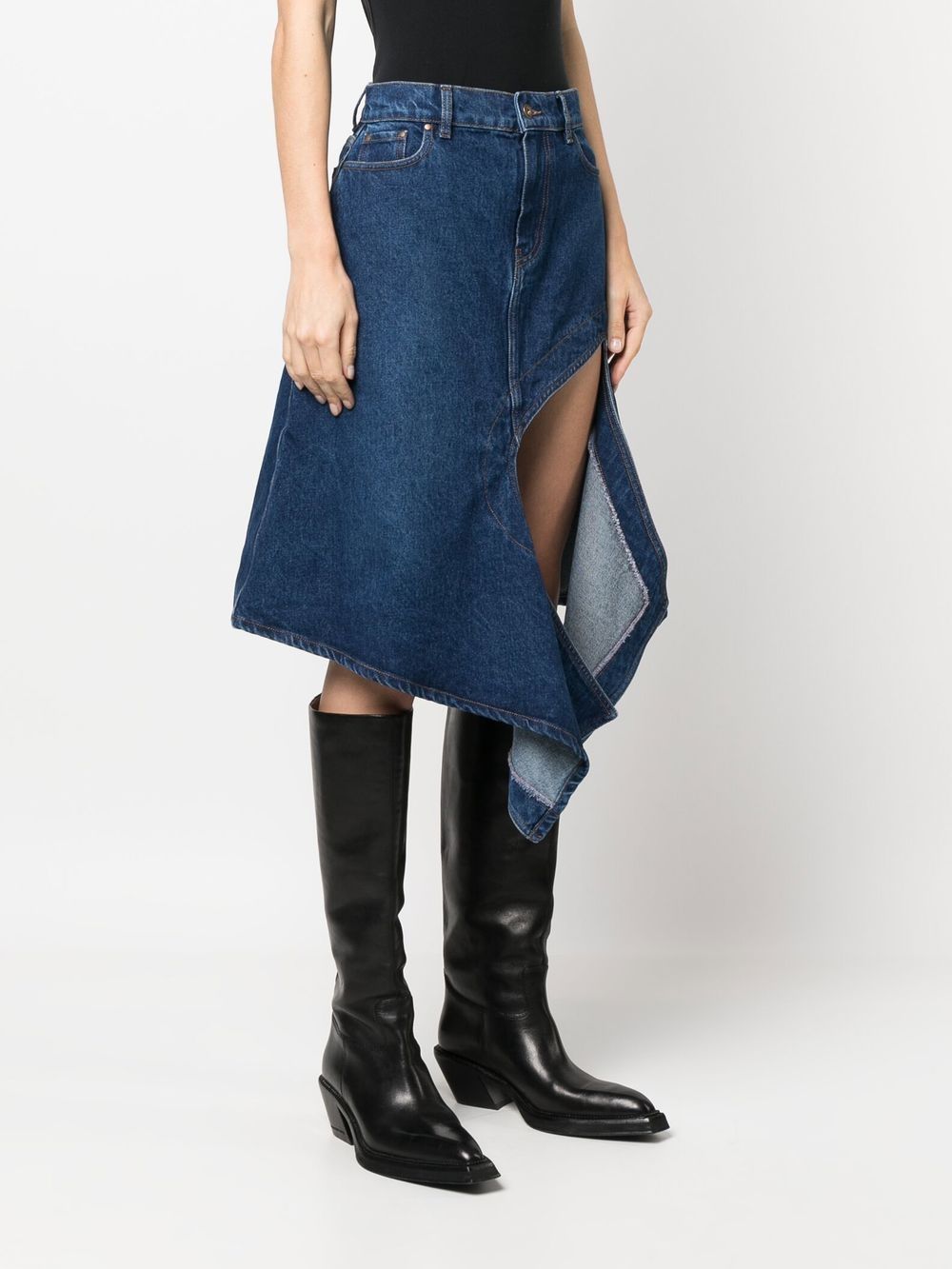 Fashion loose A-line irregular skirt Asymmetrical Hemline Wavy Skirt blue denim fabric girl denim skirt