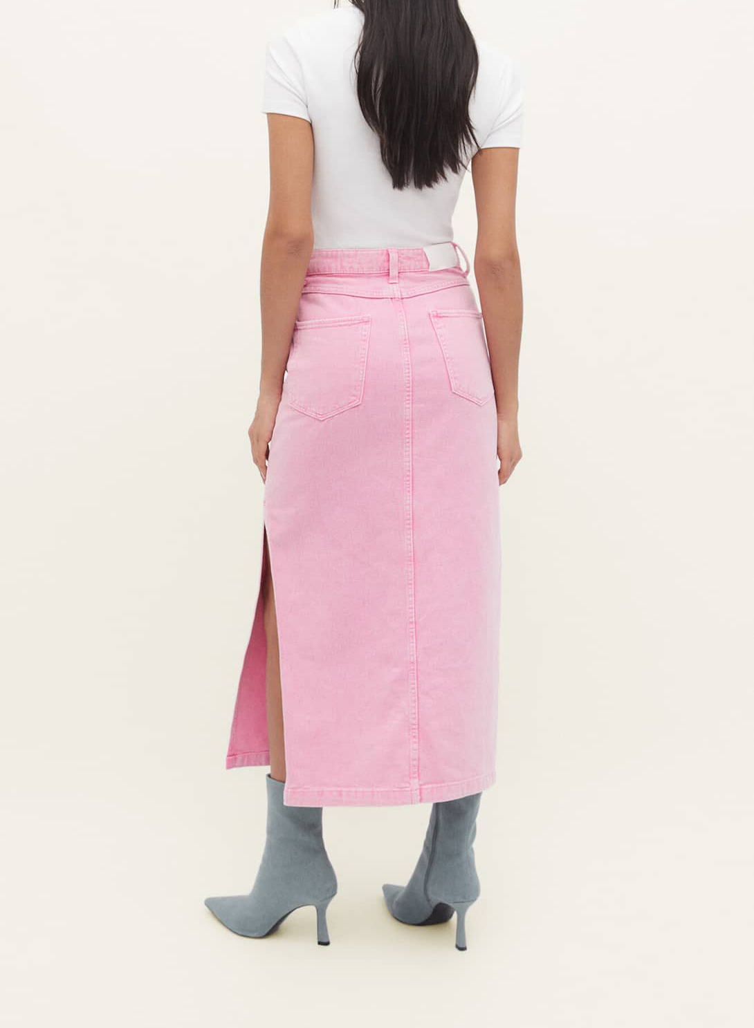 Summer High Waist Pack Hip Sexy Side Split Pink Denim Skirt