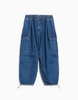 Stylish baggy loose blue elastic cargo wide-leg jeans for women