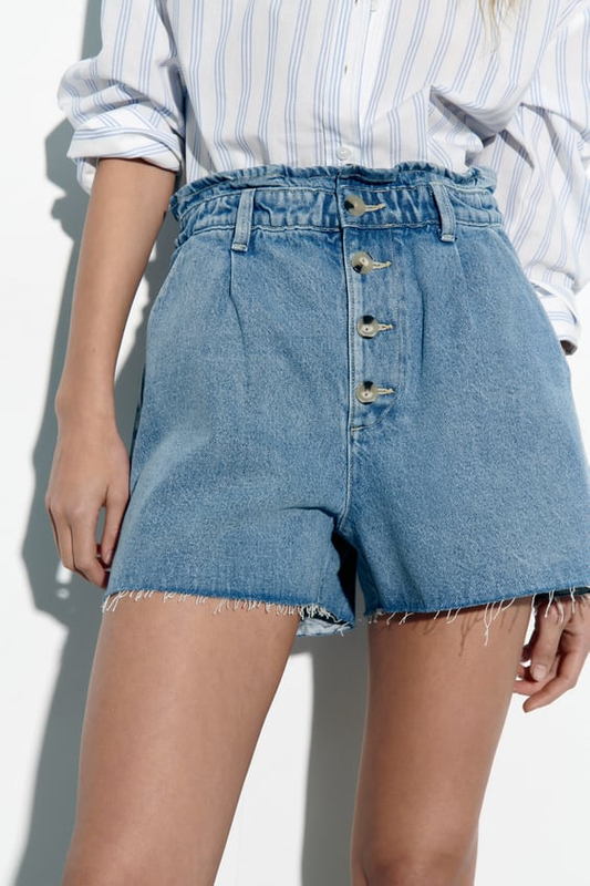  New Popular Denim Shorts for Women with Elastic Buttons Fly for Summer