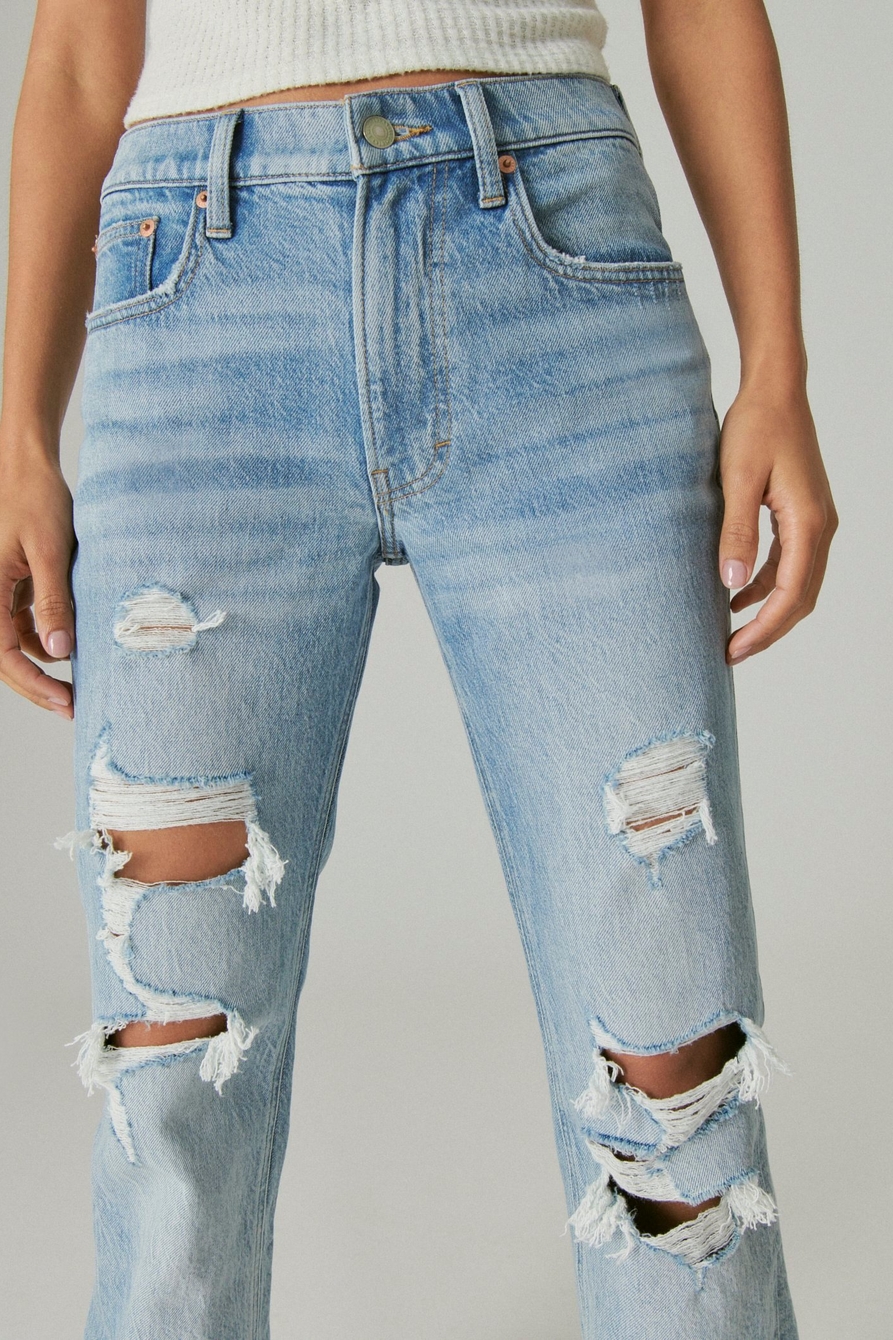 Fashion Ripped Flared Slim-fit light blue Jeans for women