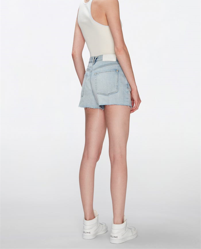 New Popular Summer Women's Denim Ripped Light Blue Mini Shorts