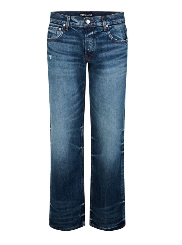 Women Low-waist Wide-leg Whisker Washed Jeans
