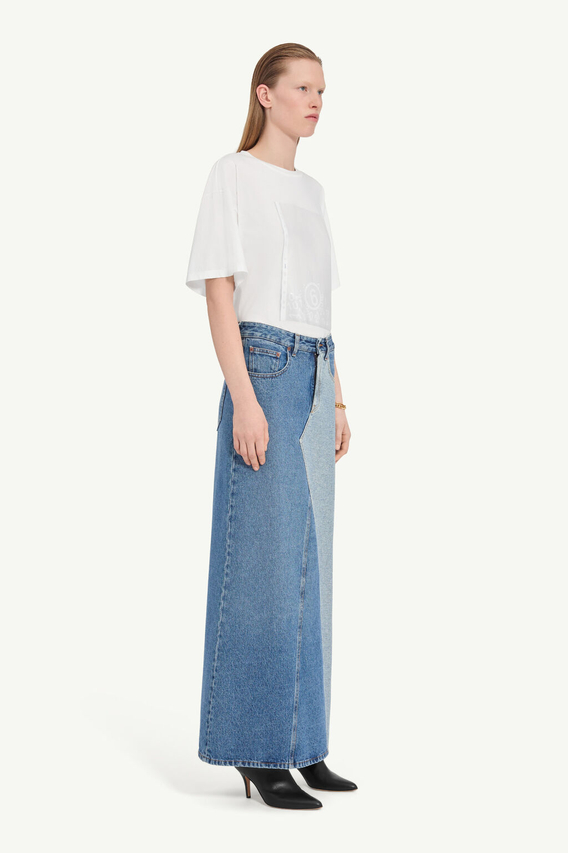Lady's long dress (high-end two-tone blue and white design)