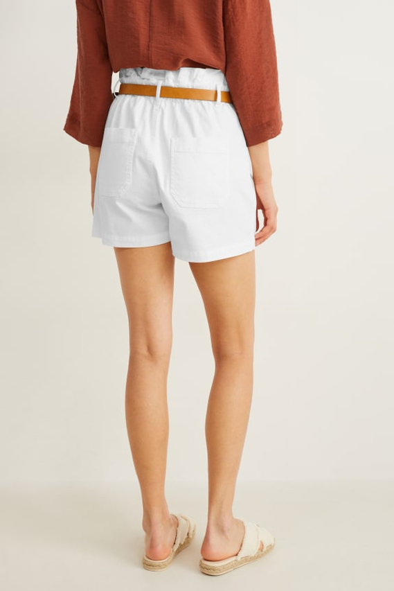 Fashion High Waist Straight A Line Shorts white Denim shorts