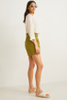 Stylish High Waist Straight A Line Shorts olive green jeans Denim shorts for girls