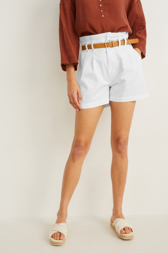 Fashion High Waist Straight A Line Shorts white Denim shorts