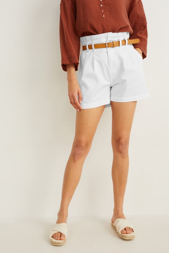 Fashion High Waist Straight A Line Shorts white Denim shorts