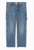 Classic Fashion Stylish light blue loose straight leg collage jeans for men