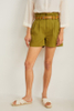 Stylish High Waist Straight A Line Shorts olive green jeans Denim shorts for girls