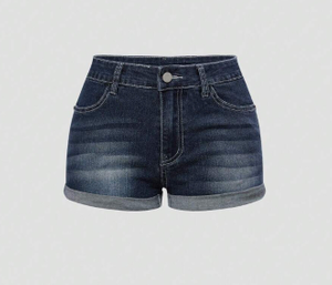 Lady's Star Embroidery Short Denim Pants
