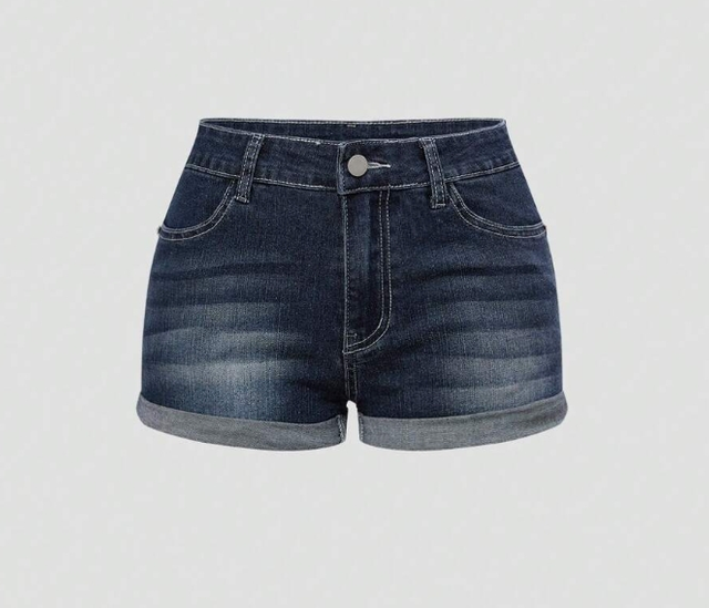 Lady's Star Embroidery Short Denim Pants