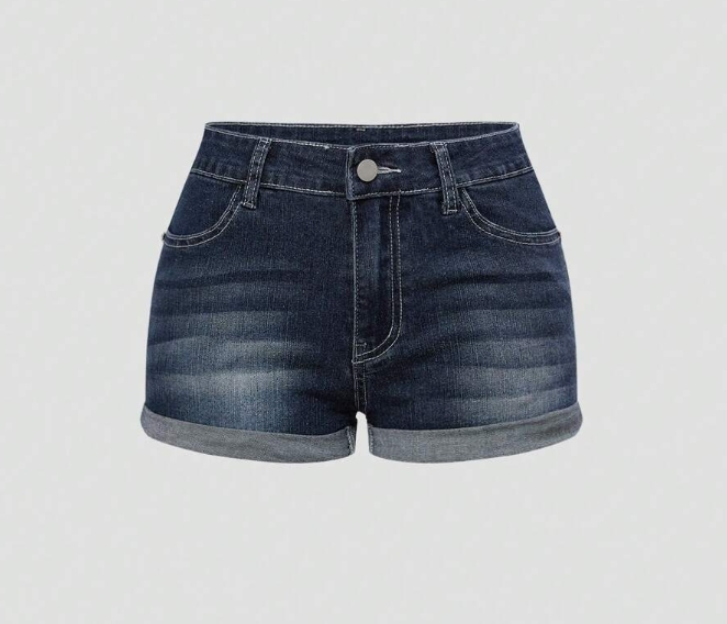 Lady's Star Embroidery Short Denim Pants