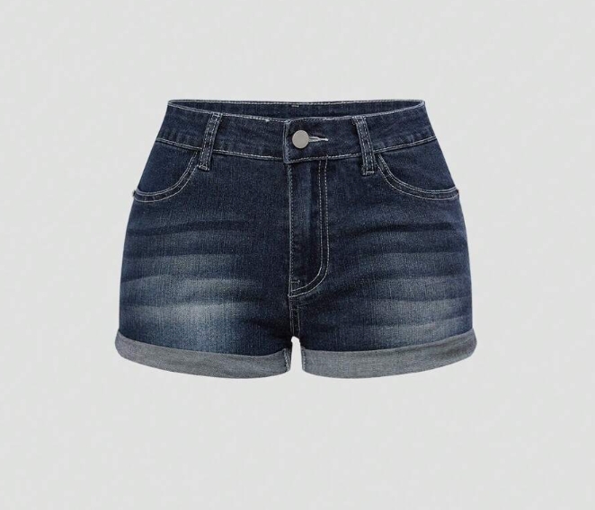 Lady's Star Embroidery Short Denim Pants