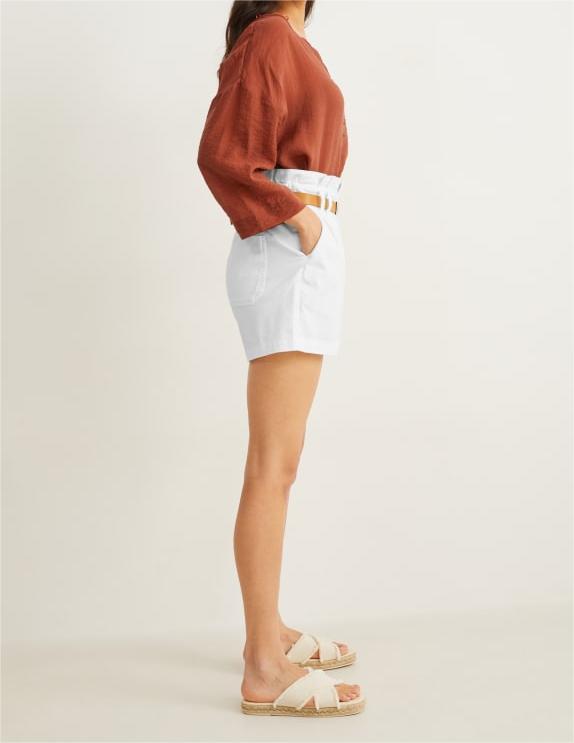 Fashion High Waist Straight A Line Shorts white Denim shorts