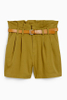 Stylish High Waist Straight A Line Shorts olive green jeans Denim shorts for girls