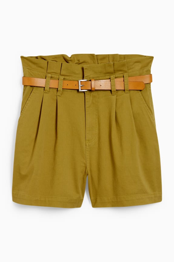 Stylish High Waist Straight A Line Shorts olive green jeans Denim shorts for girls