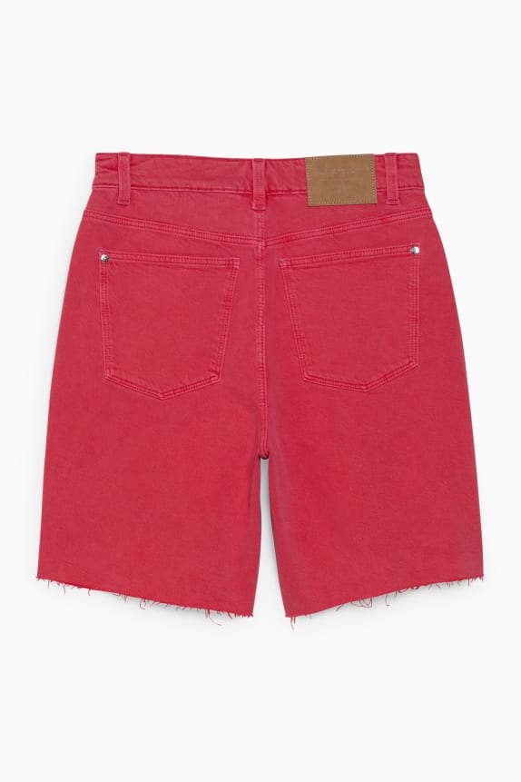 Fashion High Waist Straight Shorts red Denim shorts