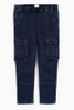 Fashion Stylish slim dark blue cargo stretch pants men's jeans