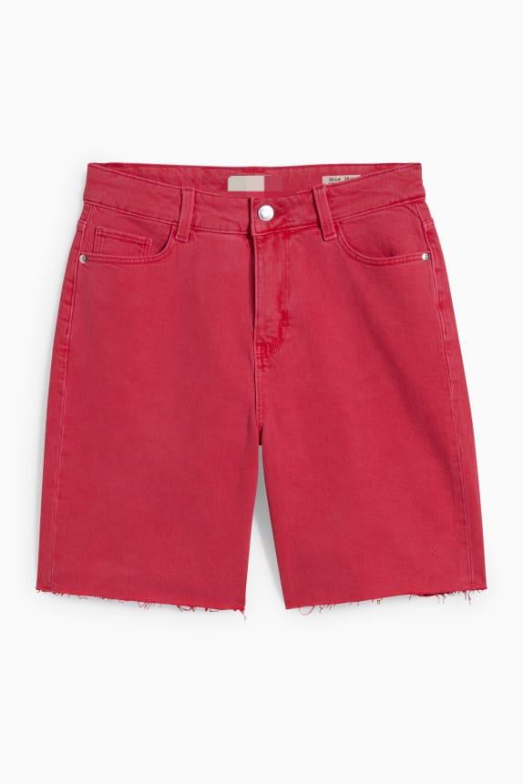 Fashion High Waist Straight Shorts red Denim shorts