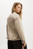 Women Classic Wash Brown Denim Jacket （Model 501A)