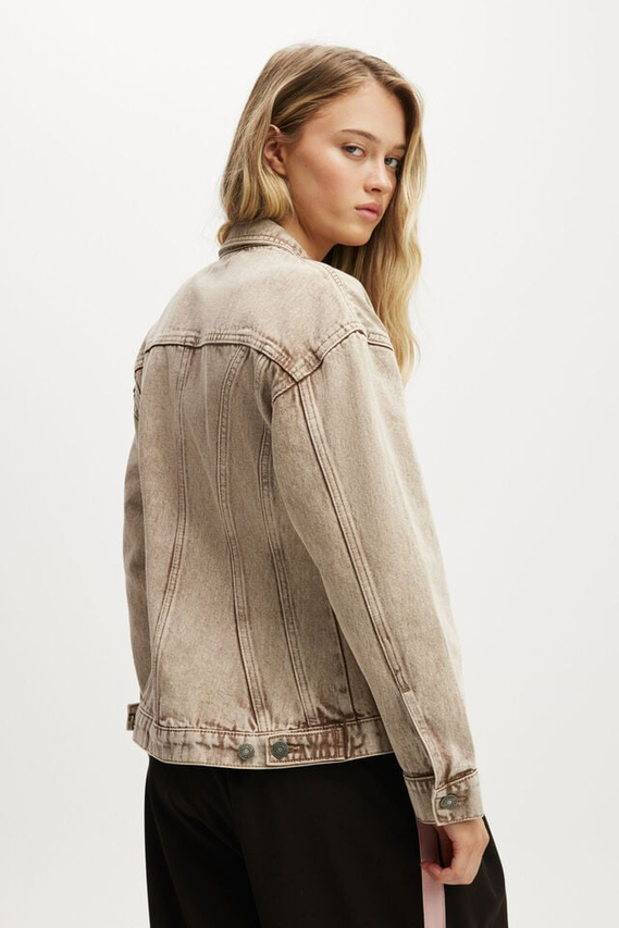 Women Classic Wash Brown Denim Jacket （Model 501A)