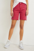 Fashion High Waist Straight Shorts red Denim shorts