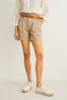 Stylish High Waist Straight A Line Shorts beige jeans Denim shorts for girls