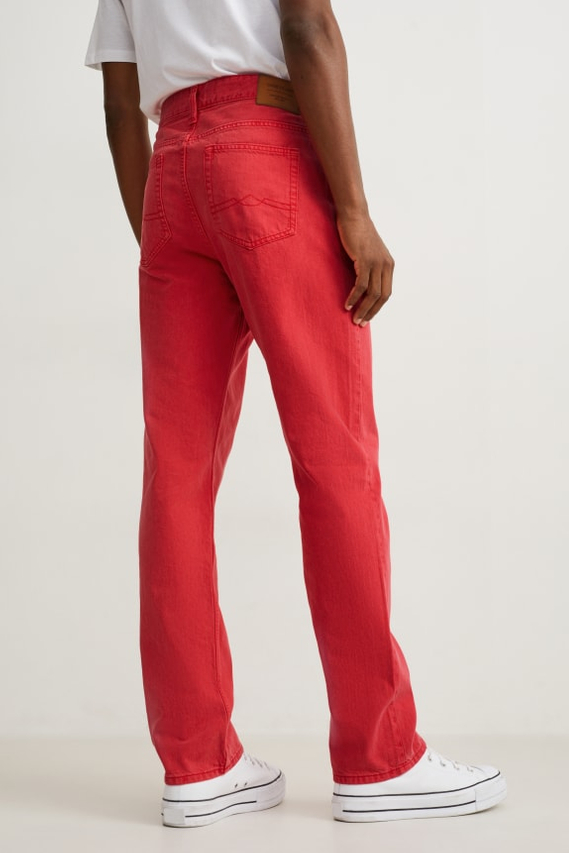 Retro classic Fashion High Waist Straight red Denim jeans for man