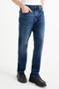 Classic Fashion Stylish slim blue loose straight leg winter men's jeans Thickened cloth