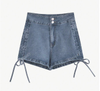 High-Waist Denim Shorts with Side Tie 