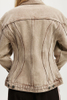 Women Classic Wash Brown Denim Jacket （Model 501A)
