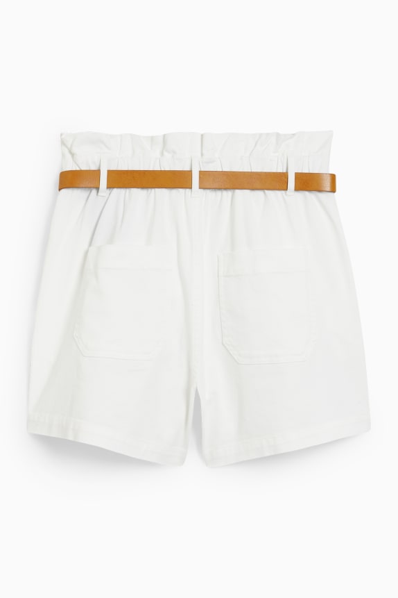 Fashion High Waist Straight A Line Shorts white Denim shorts