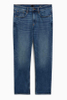 Classic Fashion Stylish slim blue loose straight leg winter men's jeans Thickened cloth