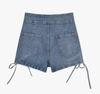High-Waist Denim Shorts with Side Tie 