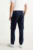 Fashion Stylish slim dark blue cargo stretch pants men's jeans