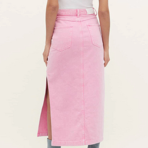 Summer High Waist Pack Hip Sexy Side Split Pink Denim Skirt