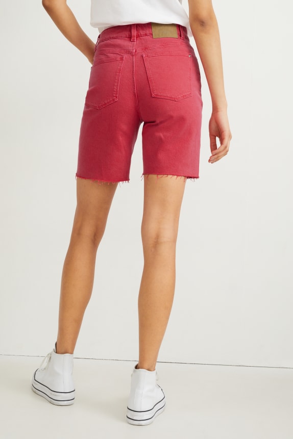 Fashion High Waist Straight Shorts red Denim shorts