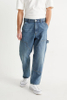 Classic Fashion Stylish light blue loose straight leg collage jeans for men