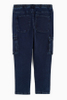 Fashion Stylish slim dark blue cargo stretch pants men's jeans